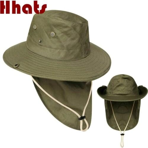 Large Brim Bucket Hat With String UV Protection Fishing Cap Outdoor Camping Hiking Fishermen Cap Wide Brim Neck Protect Sun Hat