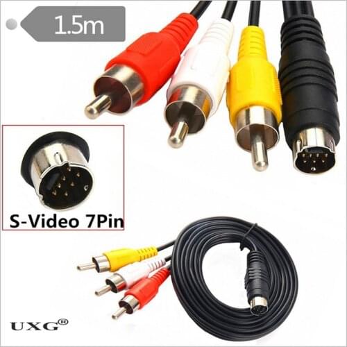Converts 7 Pin S-Video to 3 RCA Cable 7 PIN S-VIDEO to 3 RCA TV Cable 1.5M 5ft