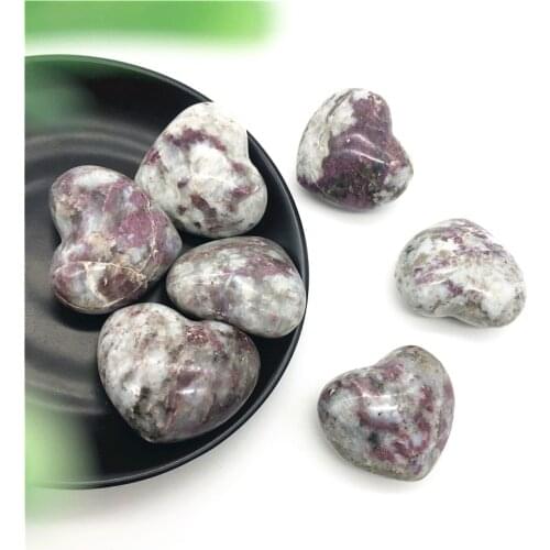 Dropshipping 1 PC Natural Plum Blossom Pink Tourmaline Crystal Heart Polished Crystal Heart Gifts Decoration Lucky