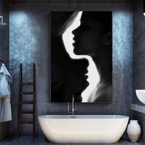 Romantic Lovers Canvas Paitning Modern Black White Figure Posters and Prints Wall Pictures for Living Room Unique HomeDecoration