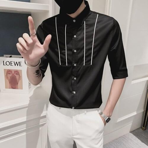 2021 Summer Short Sleeve Shirts Men Slim Fit Casual Shirt Fashion Streetwear Clothes Camisa Masculina Social Party Chemise Homme