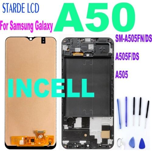 For Samsung Galaxy A50 LCD Display Touch Screen Digitizer Assembly with Frame For Samsung galaxy a50 a505 A505F/DS A505F A505FD
