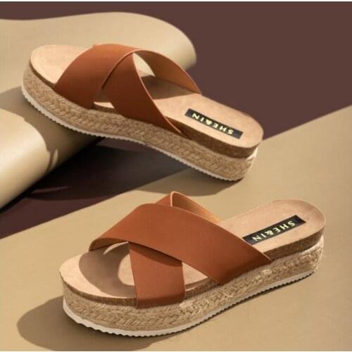 Slippers Women Slides Summer Sandals Slippers With Thick Soles Platform Female Beach Shoes Leopard Flip Flops Flat Slippers Gold