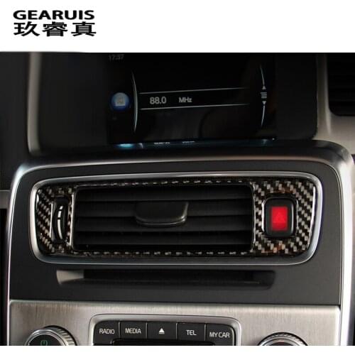 Car styling Carbon Center Console Outlet Air Conditioning Vent Decorative Cover Frame Sticker for Volvo S60 V60 auto Accessories