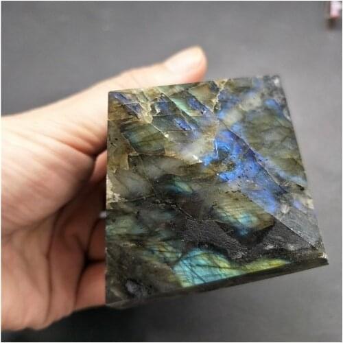 1pcs 50-60g Natural labradorite Mascot Quartz Pyramid Crystal Stone Healing Home Decor/DIY Ornament very good color