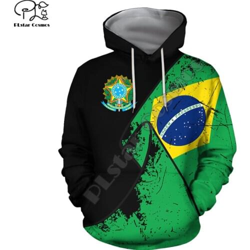 PLstar Cosmos National Emblem Brazil Flag 3D Printed Hoodies Sweatshirts Zip Hooded For Men And Women Casual Streetwear Style-10