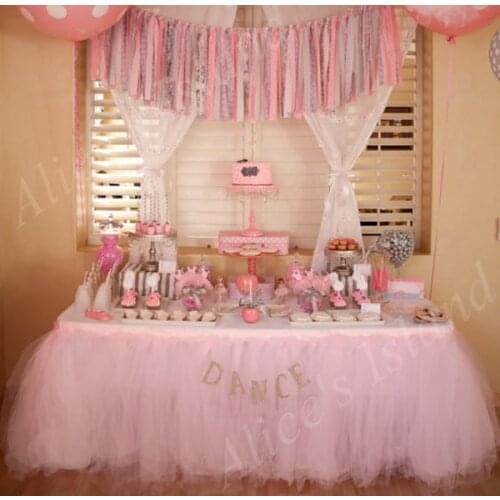 Organza Tulle Table Skirt DIY Fabric Spool Tutu Party Birthday Wrap Wedding Decoration Crafts Festive Supply Pink Blue