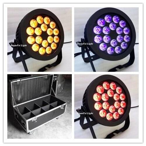 With flight case 8pcs/lot outdoor led par 18x18w 6in1 rgbwa uv waterproof stage uplighting wash effect led par