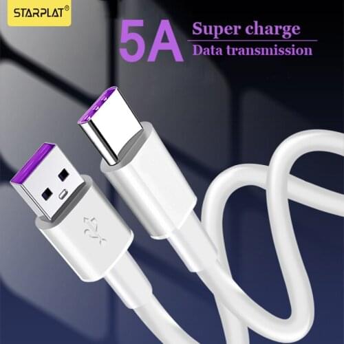 5A USB Type C Cable For Samsung S20 S9 S8 Xiaomi Huawei P30 Pro Fast Charge Mobile Phone Charging Wire White Cable support date