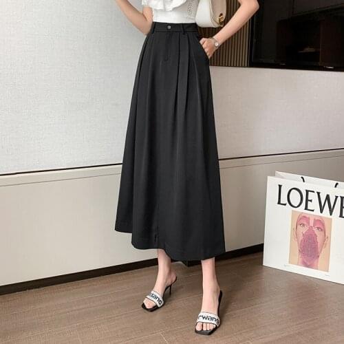 Spring summer New Skirt Womens Mid-Length High Waist Slimming Skirt Long skirt