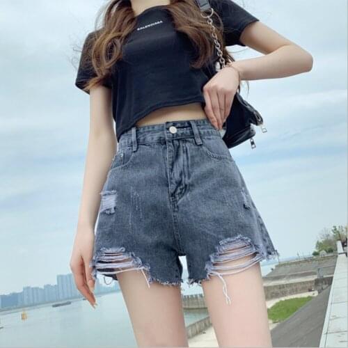 Women High Waist Tassels Hole Cyclist Denim Bermuda Shorts Femme Jeans Summer Straight Casual Fashion Pantalones Cortos Mujer