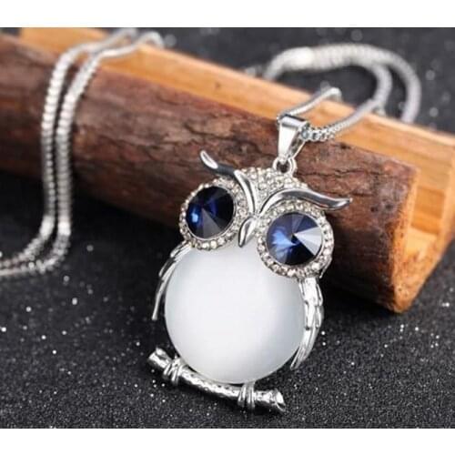 Women Owl Pendant Diamond Sweater Chain Long Necklace Jewelry Luxury Men Women Fashion Diy Jewelry Accessories Collar
