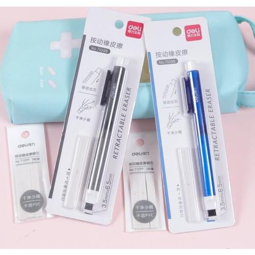 1Set Press Eraser Retractable Pencil Eraser Rubber Mechanical Eraser Refill Student Writing School Stationery for Kids Drawing