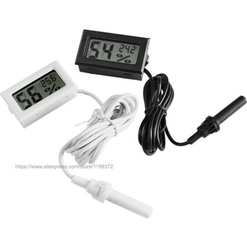 100pcs Mini Digital LCD Thermometer Hygrometer Temperature Humidity Meter probe white and Black in stock Free ship