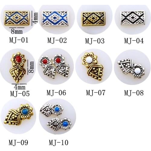 20pcs/pack metal nail art painting oil rectangle sun flower 3d jewelry gel nails sticker decoration art tools