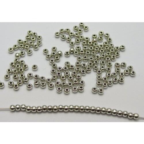 2000 Silver Tone Metallic Acrylic Round Spacer Beads 3mm Smooth Ball Beads