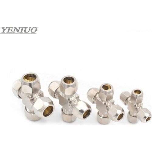 4 6 8 10 12mm Pipe OD 4way Brass oil Compression Tube Pipe Fittings Connector