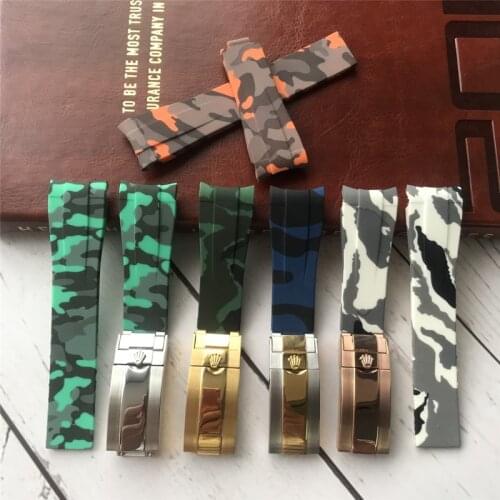 Watch accessories Camo nature silicone Rubber Watchband watch band For Role strap Daytona Submariner GMT OYSTERFLEX Bracelet