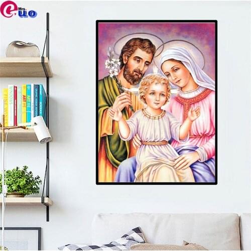 Diamond Painting Religious Family Full Drill Square Round Handmade Gift Diamond Mosaic Portrait Cross Stitch Kits Decor For Home