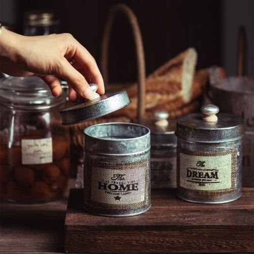 American Retro Coffee Storage Tank Vintage Wrought lron Photography props for Dessert Fruit Dried Fruit Kitchen Home Decoration