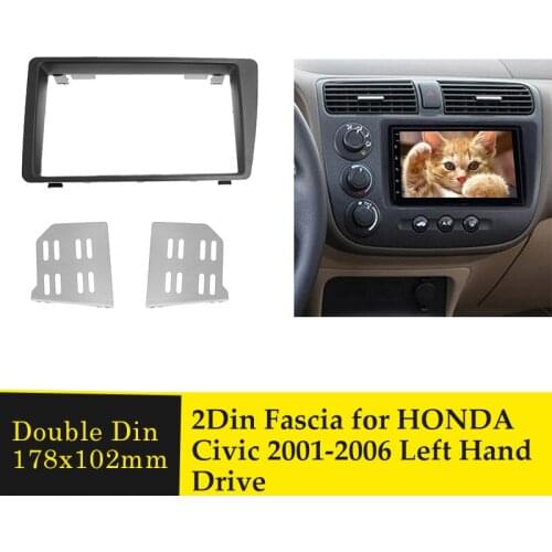 Double Din Car Radio Fascia for Honda Civic 2001-2006 Left Hand Drive Auto Dash Mount GPS DVD Player Frame Stereo Adaptor Bezel