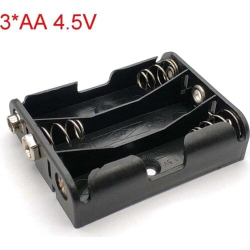 4.5V Power Supply 3*aa Battery Holder Storage Case Box With 9V Positive& Negative Buckle For 3pcs AA Batteries Black