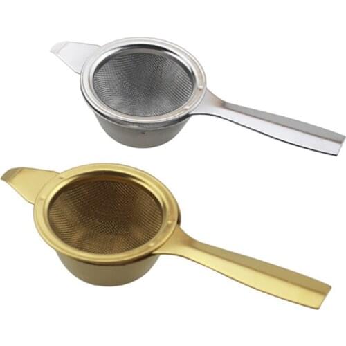 Gold Silver Stainless Steel Mesh Tea Infuser Metal Cup Coffee Tea Strainer Loose Leaf Filter With Handle Kitchen Tools