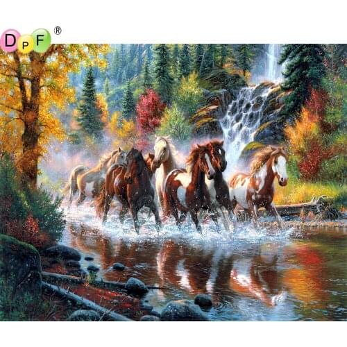 DPF 5D Round/Square full Diamond Painting Cross Stitch horse Crafts Diamond Embroidery Mosaic Needlework kits Home Decor