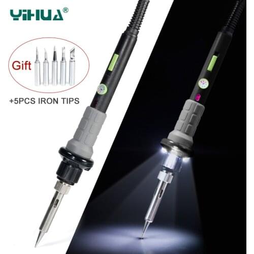 YIHUA 947-V 60W Electric Soldering iron LED lamp Soldering station Temperature Adjustable Soldering Iron tips +5pcs irons tips