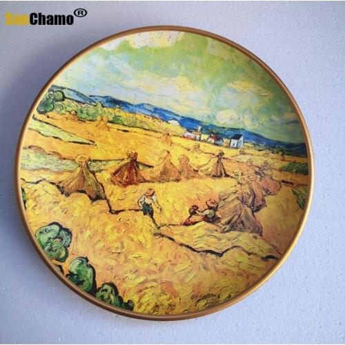 American Flower and Bird Painted Porcelain Plate Decoration European Retro Restaurant Wall Mural Nordic Diameter 26 CM Sunchamo