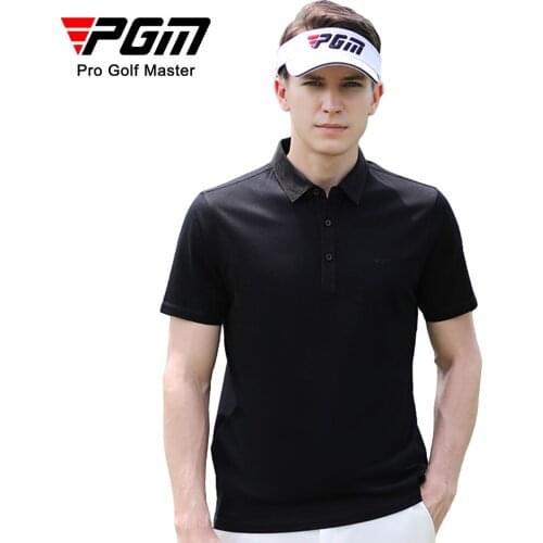 PGM Summer New Arrival Men Black Cotton Leisure Short Sleeve Golf Shirt Comfortable and breathable sports T-shirt mens clothes