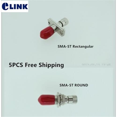 5pcs SMA-ST fiber hybrid adapter female to female optical ftth coupler SM MM connector round rectangular type Free Shipping
