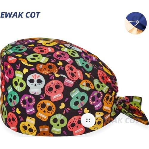 Gorro Enfermera Nurse Hat Scrubs Cap With Buttons Bouffant Hat With Sweatband Adjustable Women And Men Gorros Quirurgicos