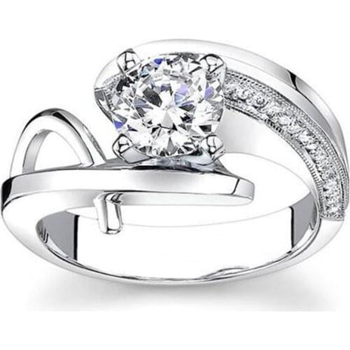 European and American Creative art plating White Zircon Ring engagement Ring for womens