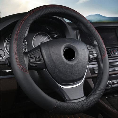 Leather Steering Wheel Cover Fashion embossed Anti-skid Universal Hot sale Interior Accessories Protector car styling 6 Colors