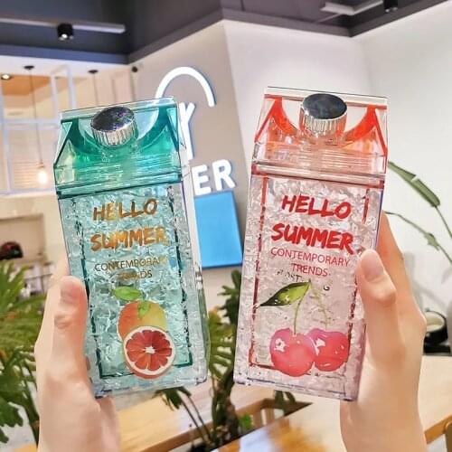 Creative Ins Fashion Cans Summer Ice Cup Kawaii Plastic Water Bottle With Lid Outdoor Sports Men Women Students Drinking Cups