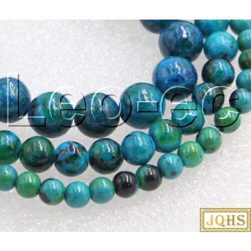 Natural 4mm 6mm 8mm Round Chrysocolla Loose Strand For Jewelry Making 15" V1278