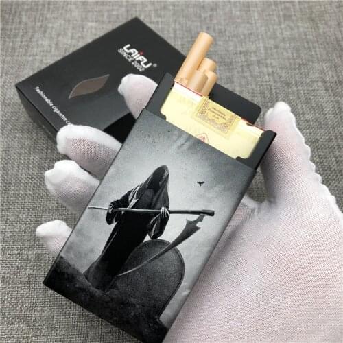 Customizd King Death Aluminium Alloy Cigarette Case Boxes Ultra Thin Cigarette Box Laser Engraved Diy Your Picture Gift