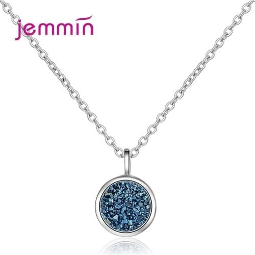 2021 Hot Sale Blue Glass Necklaces Shining Blue CZ Cubic Zircon Stone Pendant for Women Female Best Wishes Gift Jewelry