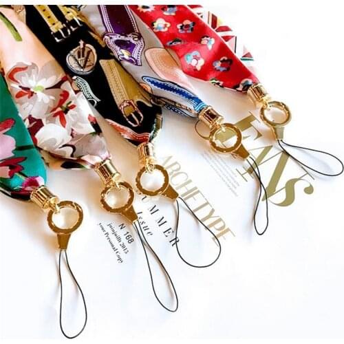 Fashion printed neckband silk wide necklace lanyard key ID card gym mobile phone with USB badge clip lanyard