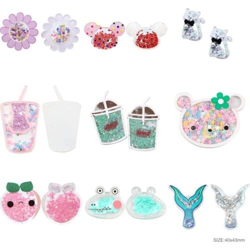 Cartoon Animal Quicksand Acrylic Planar Resin DIY Making Bows Earring Phone Case Decor Jewelry Accessory1Yc19665