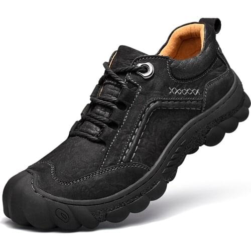 Mens shoes outdoor sports shoes breathable leather dad shoes mens cowhide casual leather shoes hiking shoes