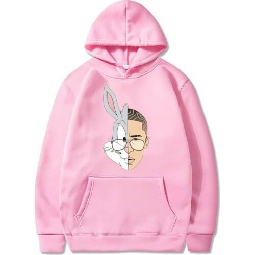 2020 New Bad Bunny Pink Hoodies Men/women Tops Streetwear Sweatshirt Autumn Fashion Casual Male Clothes Hip Hop Man Hoodie