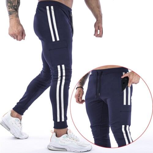 2021 New Muscle Fitness Running Training Sports Cotton Trousers Mens Breathable Slim Beam Mouth Casual Health Pants