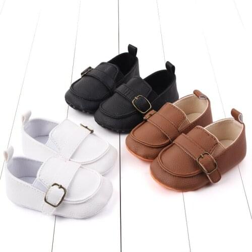 New Spring High Quality Fashion Brand Style Newborn Baby Shoes Boys Solid PU Soft Sole Infant Toddler Shoes 0-18M First Walkers