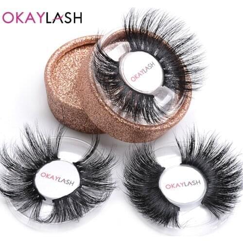 OKAYLASH 25mm 30mm Dramatic High Volume Real Mink Long Siberian Eyelashes Modern Mega Wispy 3D Mink Eyelashes