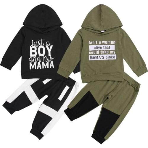 Citgeett Autumn Kids Baby Boys Girls Suit Set Letter Print Long Sleeve Hooded Pullover+ Long Pants Spring Clothes 1-6Years
