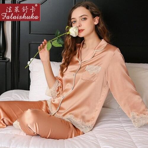 2020 New quality 100% genuine silk pajamas sets women 19 momme sleepwear Korean Elegant fashion pure silk womens pyjamas T8249