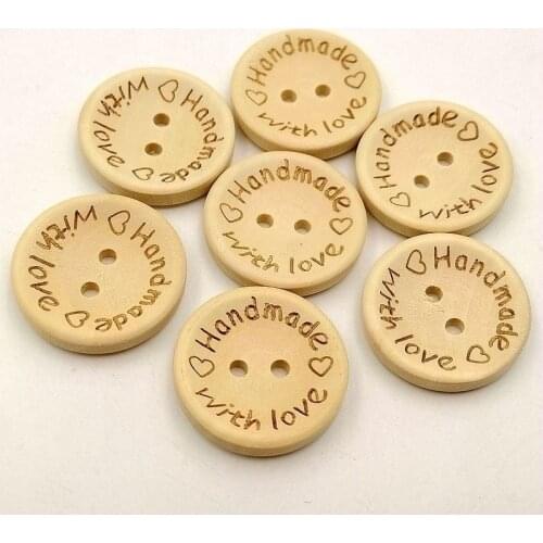 50 pcs/lot Wooden Buttons Clothing Decoration Wedding Decor Handmade DIY Crafts Scrapbooking With Love For Sewing Accessories