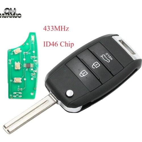 3 Button Keyless Remote Key Smart Car Key 433MHZ 46 Chip For Kia K5 Sorento Sportage 2013 2014 2015 with Uncut Blade
